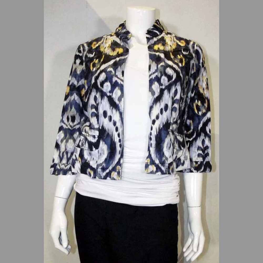 Blue Patterned Chico's Jacket - Women's Size Small